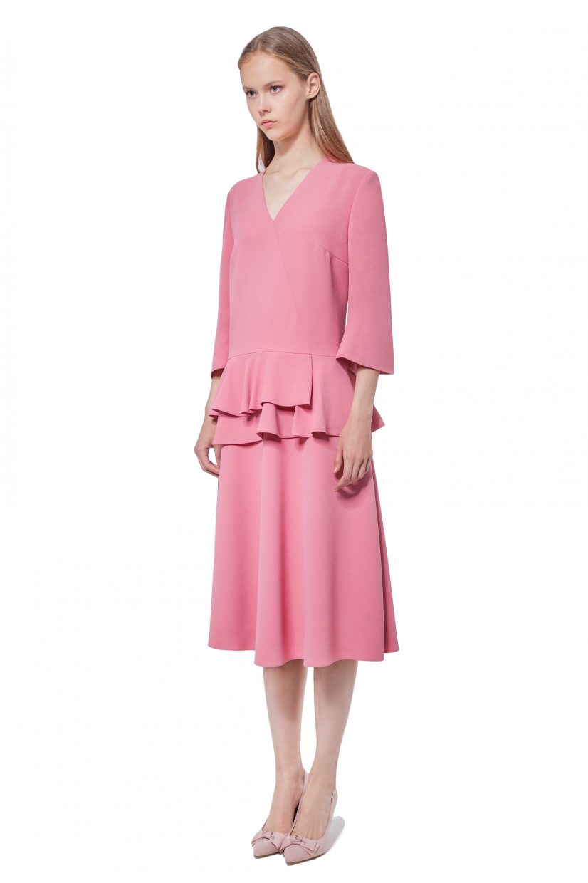 Pink dress with basque and sleeves