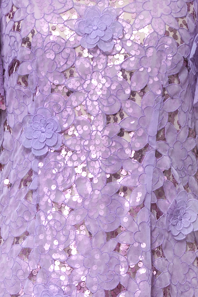 Lilac dress with flowers and sequins