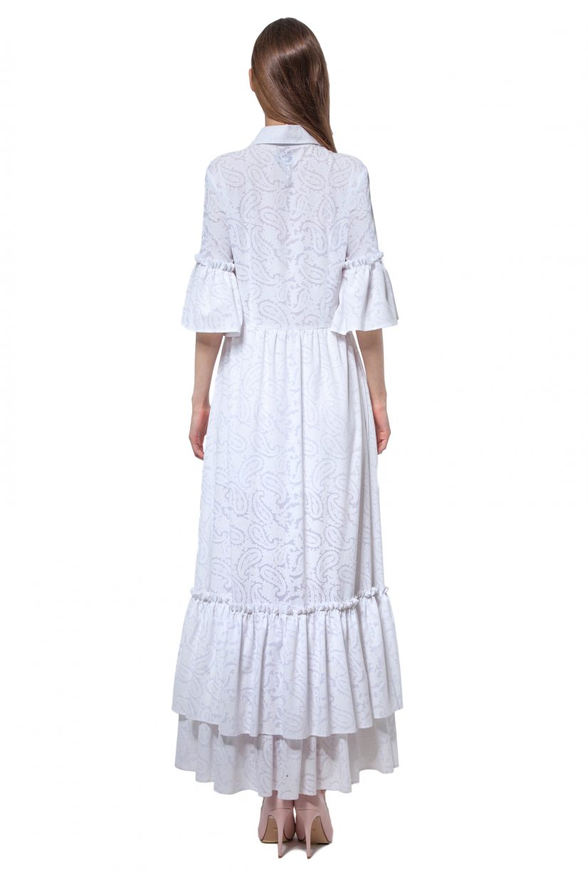 White cotton paisley print dress