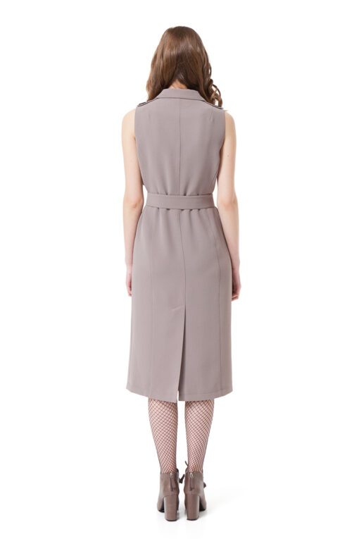 TILDA trench dress with two side pockets in taupe by DIANA ARNO.