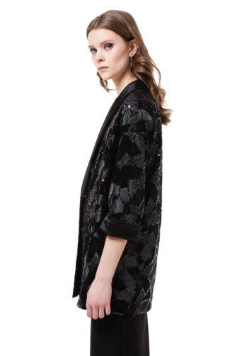 JULIE velvet jacket with sequins in black by DIANA ARNO.