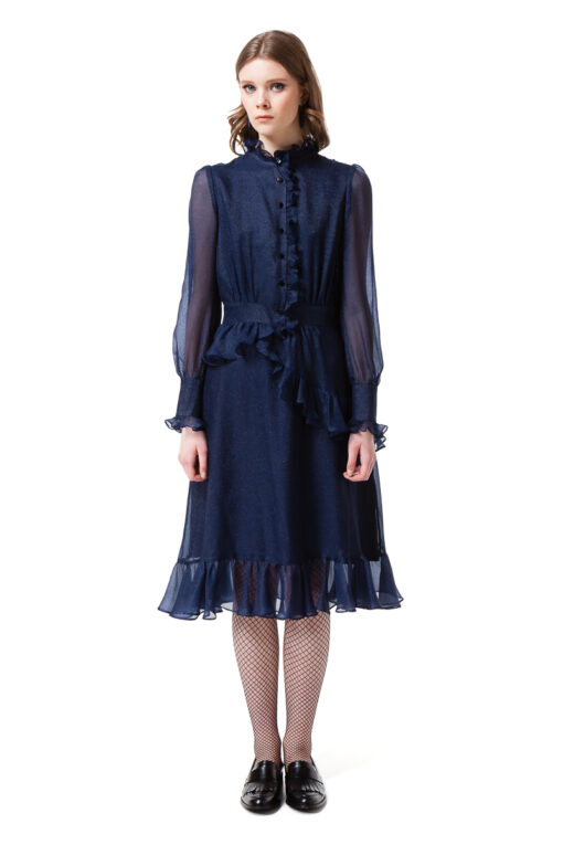 EDEN long sleeve dress in midnight blue by DIANA ARNO.