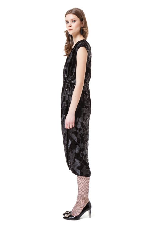 LAUREL velvet wrap dress in black by DIANA ARNO.