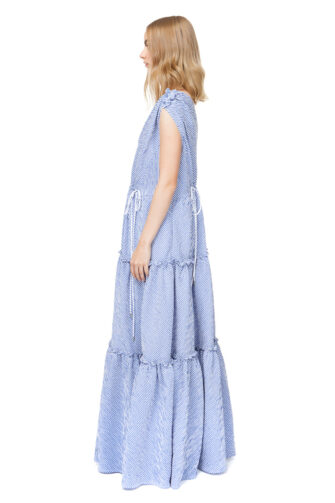 CATHERINE oversized maxi dress in blue stripe.