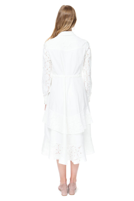 CECELIA denim dress with long sleeves in white.