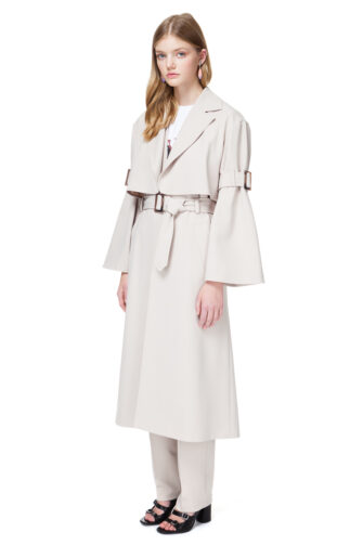 RUBY oversized coat with statement sleeves and buckles.
