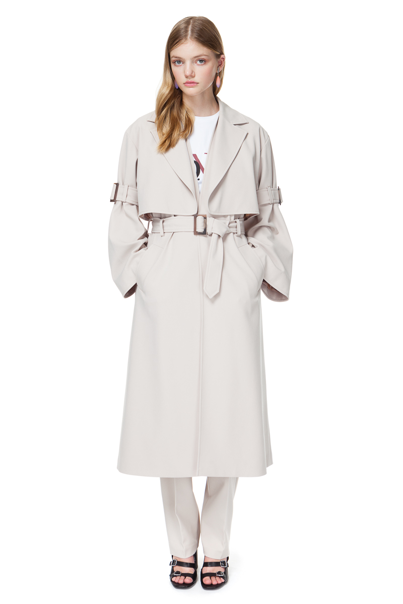 RUBY oversized coat with statement sleeves and buckles.