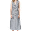 ARLENE sleeveless coat in grey check with pleated details
