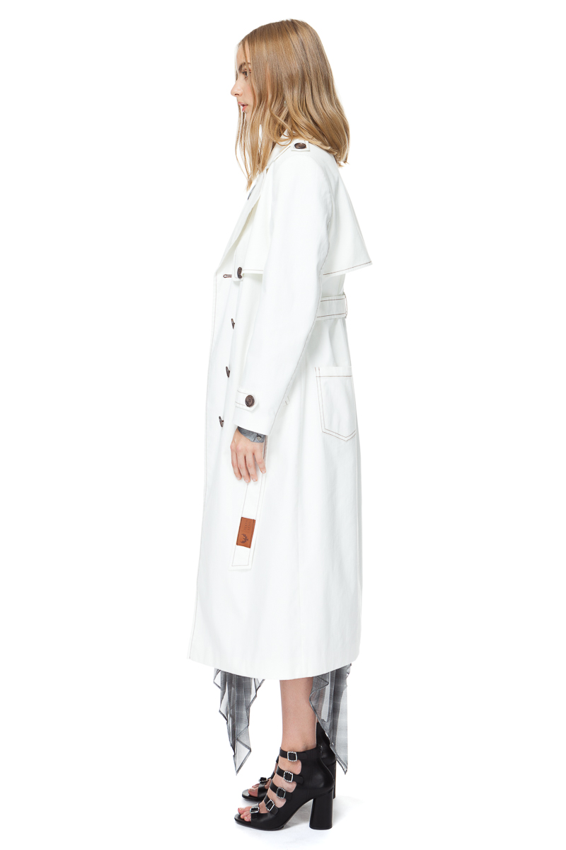 ARIA trench coat in white denim