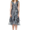JOANNA ruffled dress with a belt in grey check.