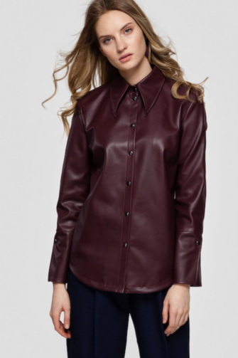 OLIVIA oversized faux leather shirt