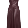 PHILO FAUX LEATHER CORSET DRESS IN BURGUNDY
