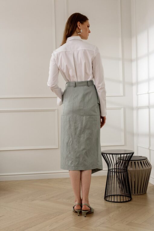 SUE BELTED PENCIL SKIRT IN MINT