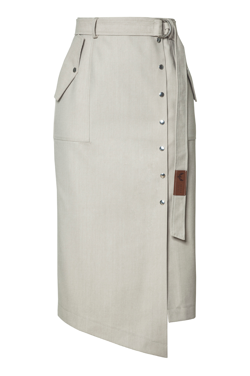 SUE BELTED PENCIL SKIRT IN ALMOND MILK - Diana Arno SS19