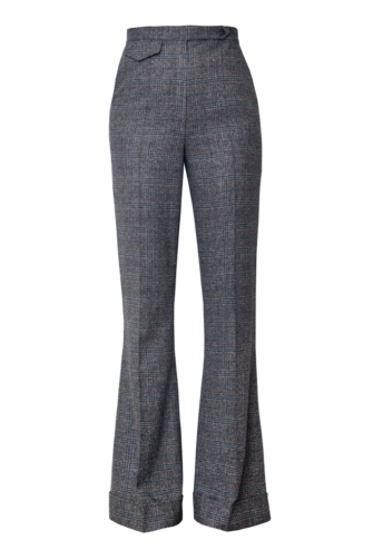 LISA FLARED TROUSERS IN EARL GREY CHECK
