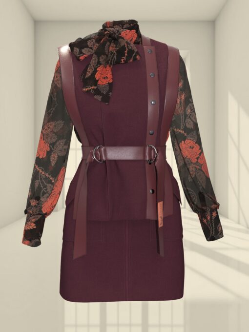 3D LOOK WITH A VEST, SKIRT, AND A BOW BLOUSE