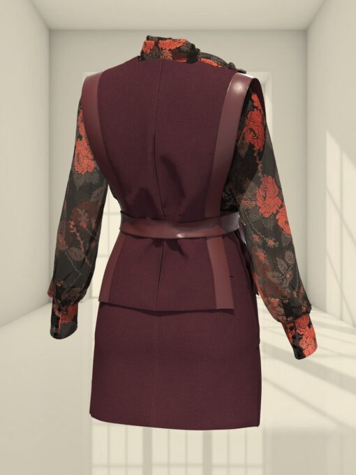 3D LOOK WITH A VEST, SKIRT, AND A BOW BLOUSE