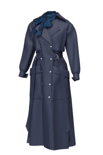 3D WOOL MAXI COAT AND A BOW BLOUSE