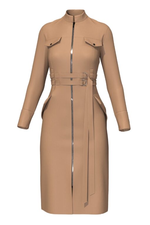 3D BODYCON DRESS WITH TWO BELTS