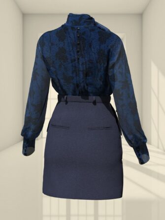 3D LOOK WITH A SKIRT AND A BOW BLOUSE