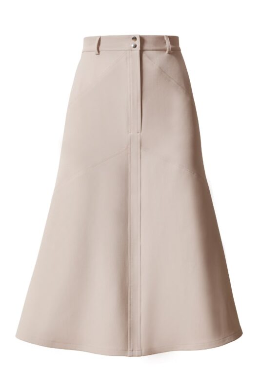 EDDA FLARED MIDI SKIRT IN WHIPPED CREAM - Diana Arno SS19