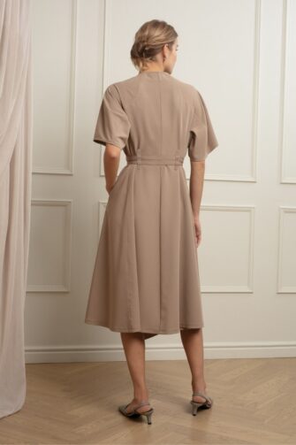 IVY WRAP DRESS IN COLD COCOA