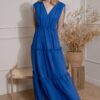 CATHERINE SILK MAXI DRESS IN AZURE BLUE