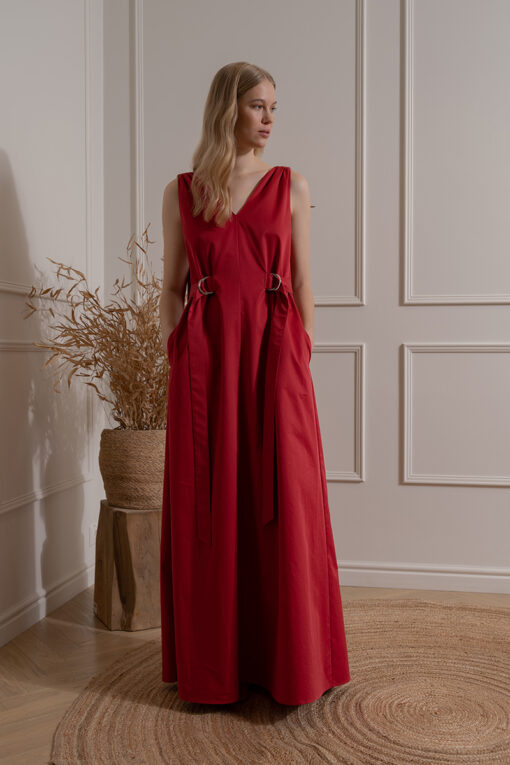 ANETE COTTON MAXI DRESS WITH RIBBONS
