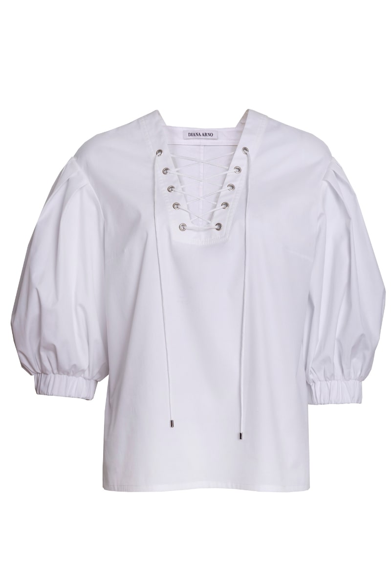 EVA PUFF-SLEEVED BLOUSE IN BABY'S BREATH