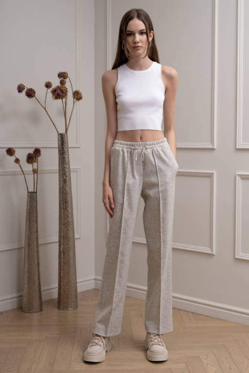 LAURA DRAWSTRING TROUSERS IN WHITE NOISE