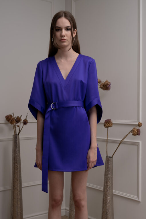 BETTY CAPE DRESS IN ELECTRIC VIOLET