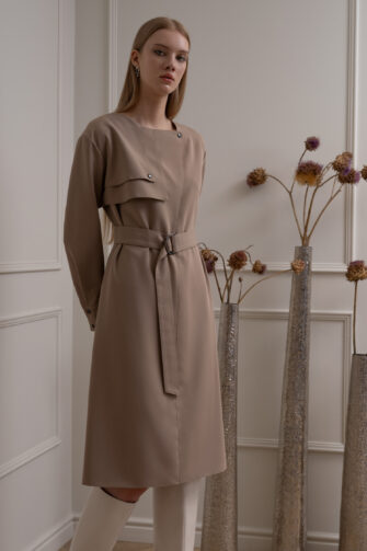 AGNES LONG SLEEVE DRESS IN CHOCOLATE LATTE