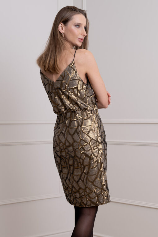 CARINE SEQUIN WRAP DRESS IN GOLD