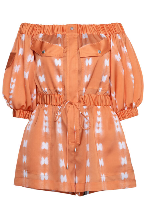 DAISY OFF-SHOULDER PLAYSUIT IN SWEET PAPAYA