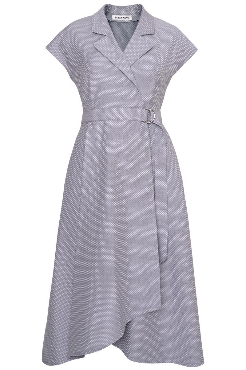ADA COTTON BLEND WRAP DRESS IN BARELY GREY - Diana Arno