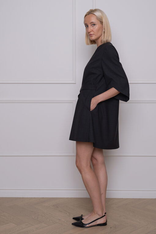 BETTY CAPE DRESS IN SOPHISTICATED GREY