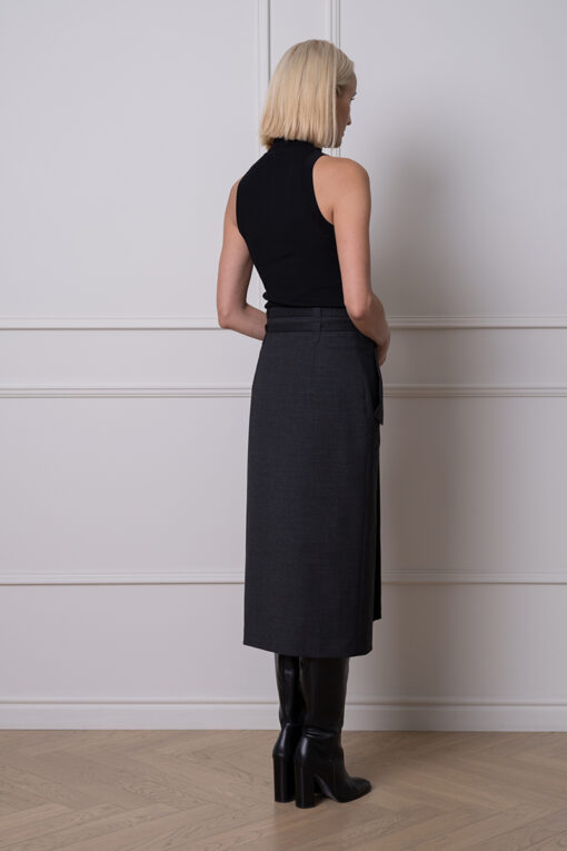 SHARON PENCIL MIDI SKIRT IN SOPHISTICATED GREY