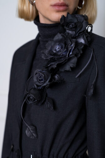 ROSE BLACK FLORAL BROOCH